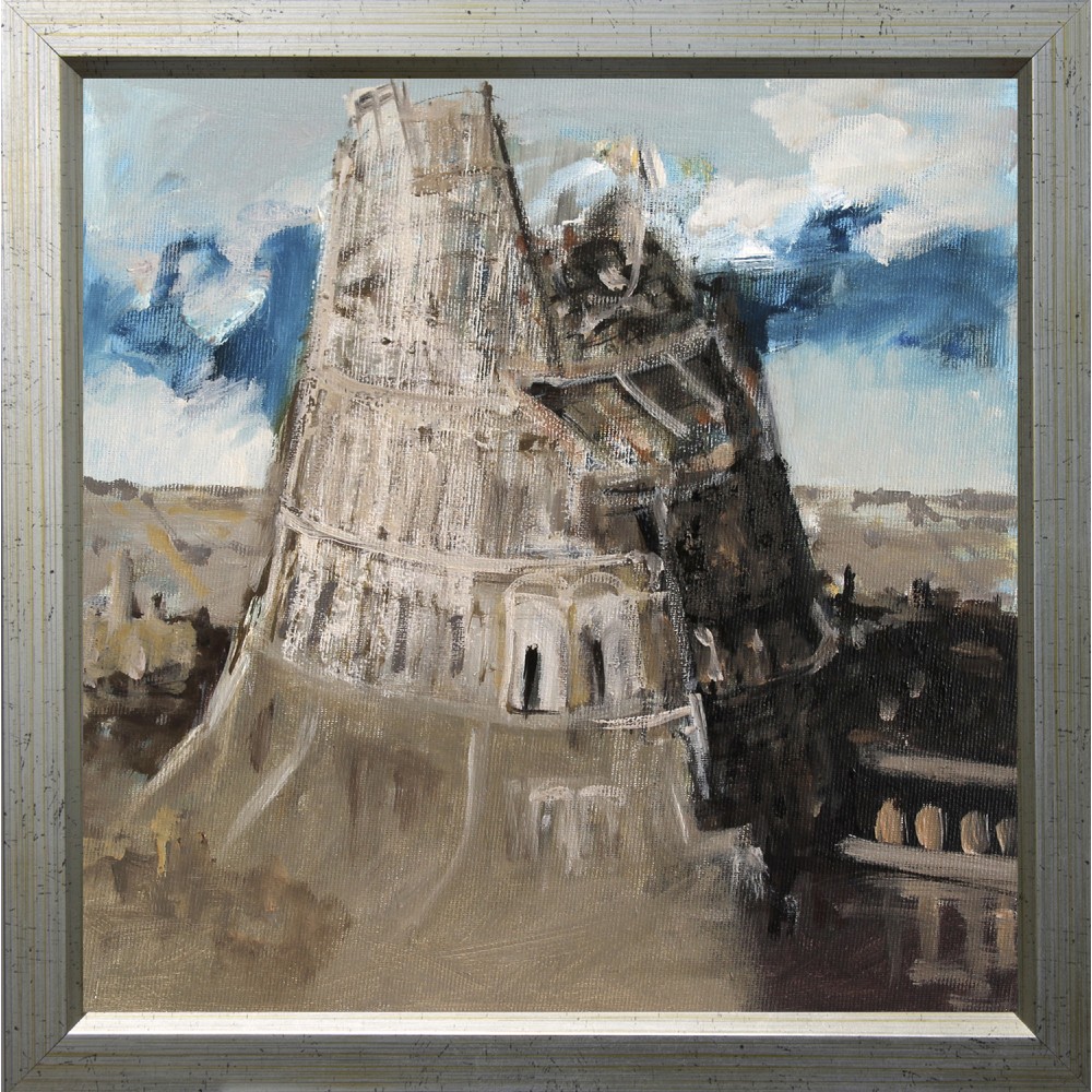Turn Babel 6 - pictură în ulei pe pânză, artist Cristian Porumb